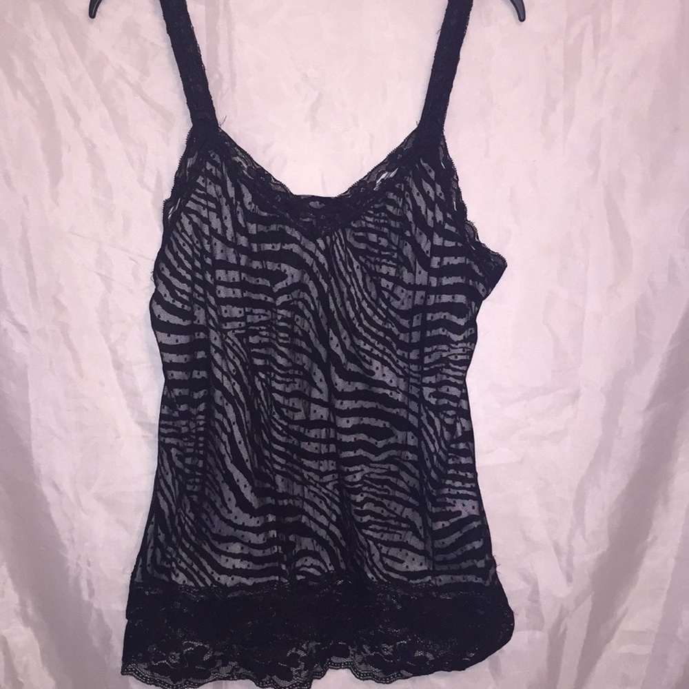 Studio Y 🖤 CUTE lacy zebra print tank Sz XL ❤️
